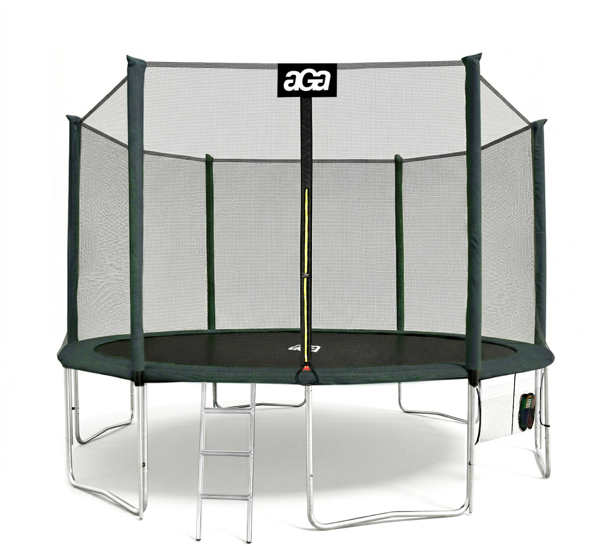 Aga SPORT PRO Trampolína 430 cm tmavo zelená + ochranná sieť + rebrík + vrecko na obuv