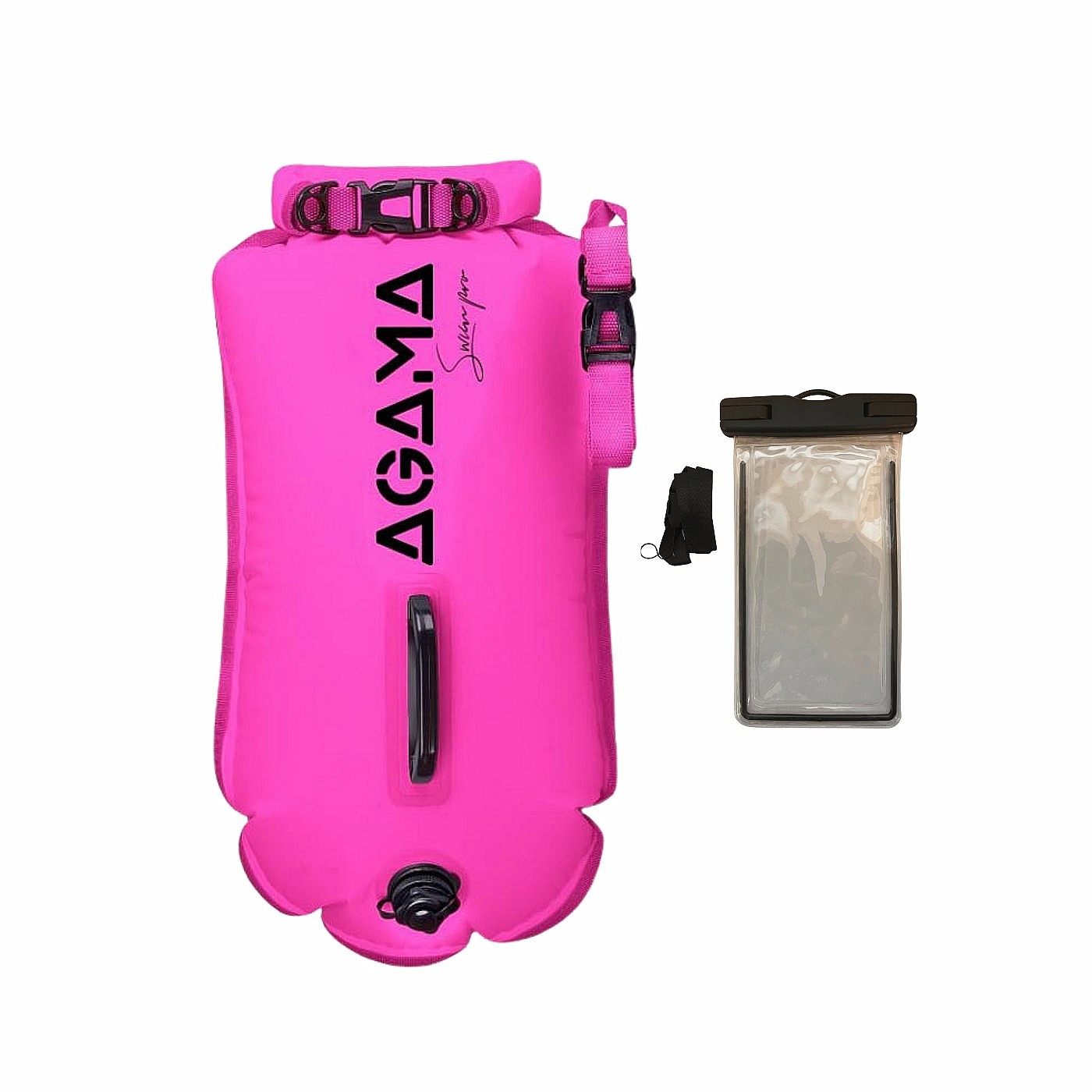 Agama Plavecká bójka a suchý vak SWIM PRO 28 L + púzdro na mobil, ružová