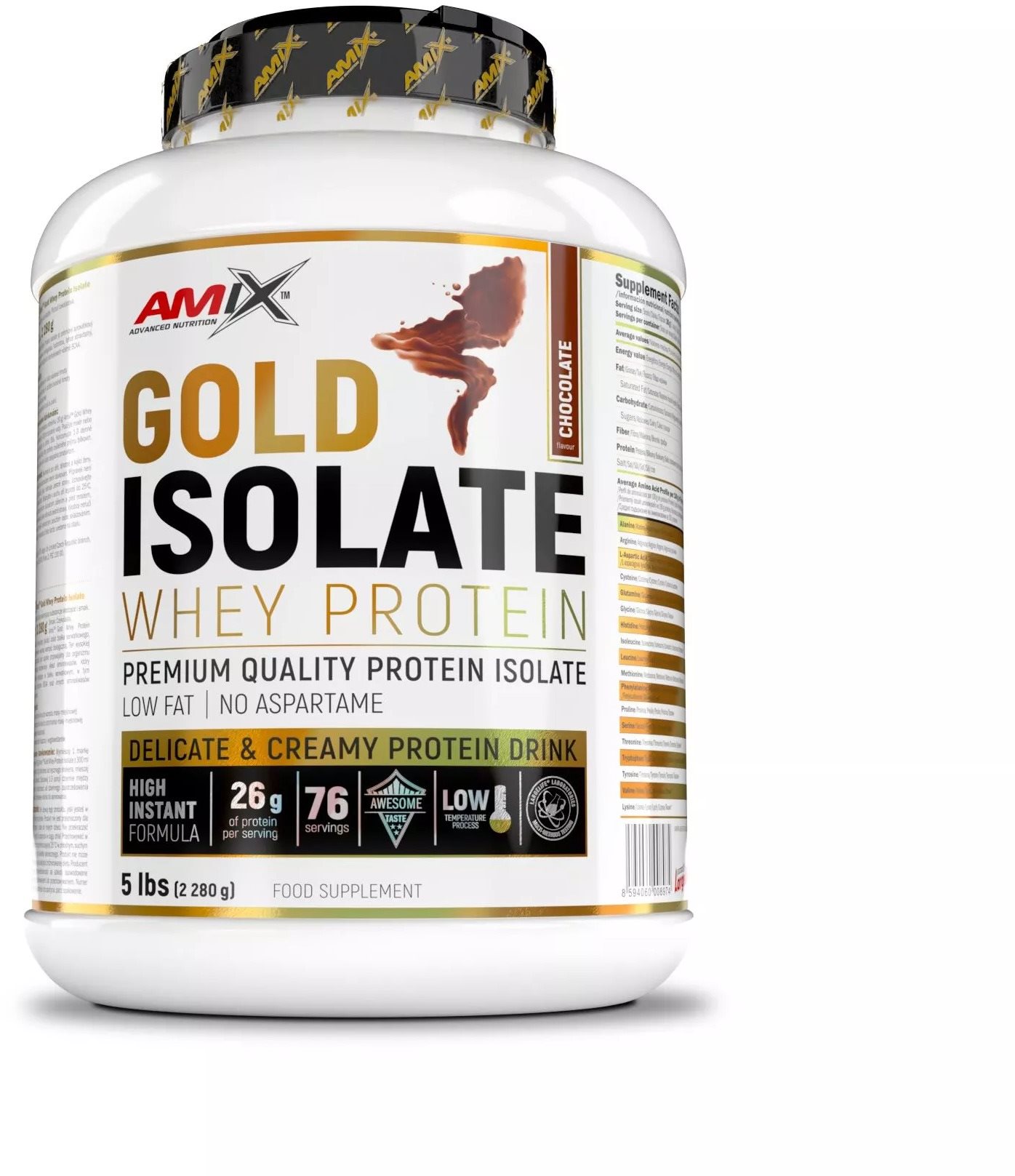 Amix Nutrition Gold Whey Protein Isolate 2280 g, Chocolate