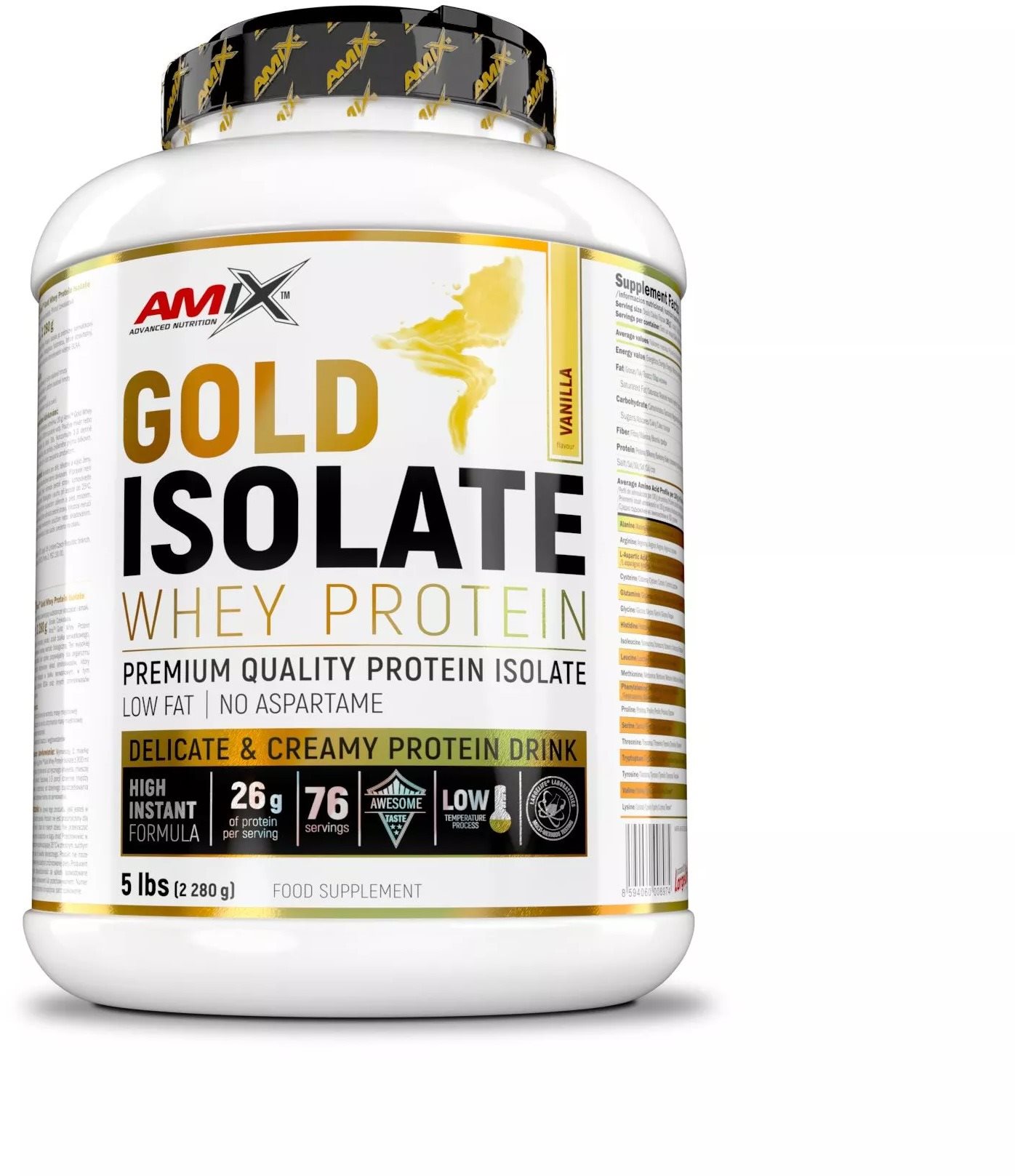 Amix Nutrition Gold Whey Protein Isolate 2280 g, Vanilla