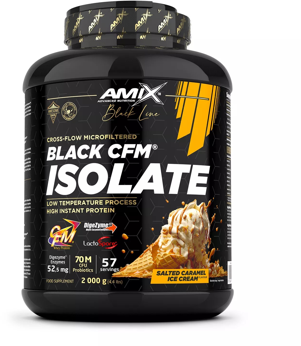 Amix Nutrition Black Line Black CFM® Isolate 2 000 g, salted caramel ice cream