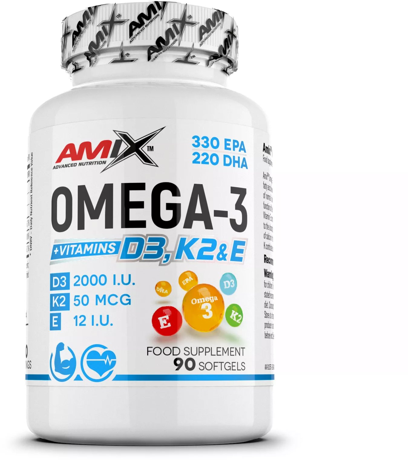 Amix Nutrition Omega 3 D3 + K2 + E 90 kapsúl