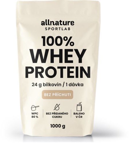 Allnature Sportlab 100 % Whey proteín bez príchuti 1000 g