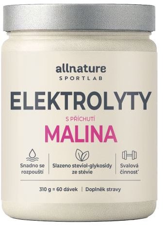 Allnature Sportlab – Elektrolyty, malina, 310 g