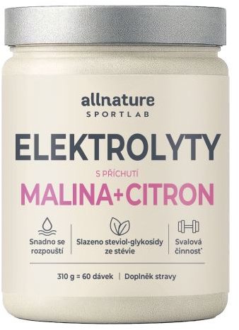 Allnature Sportlab – Elektrolyty, malina + citrón, 310 g