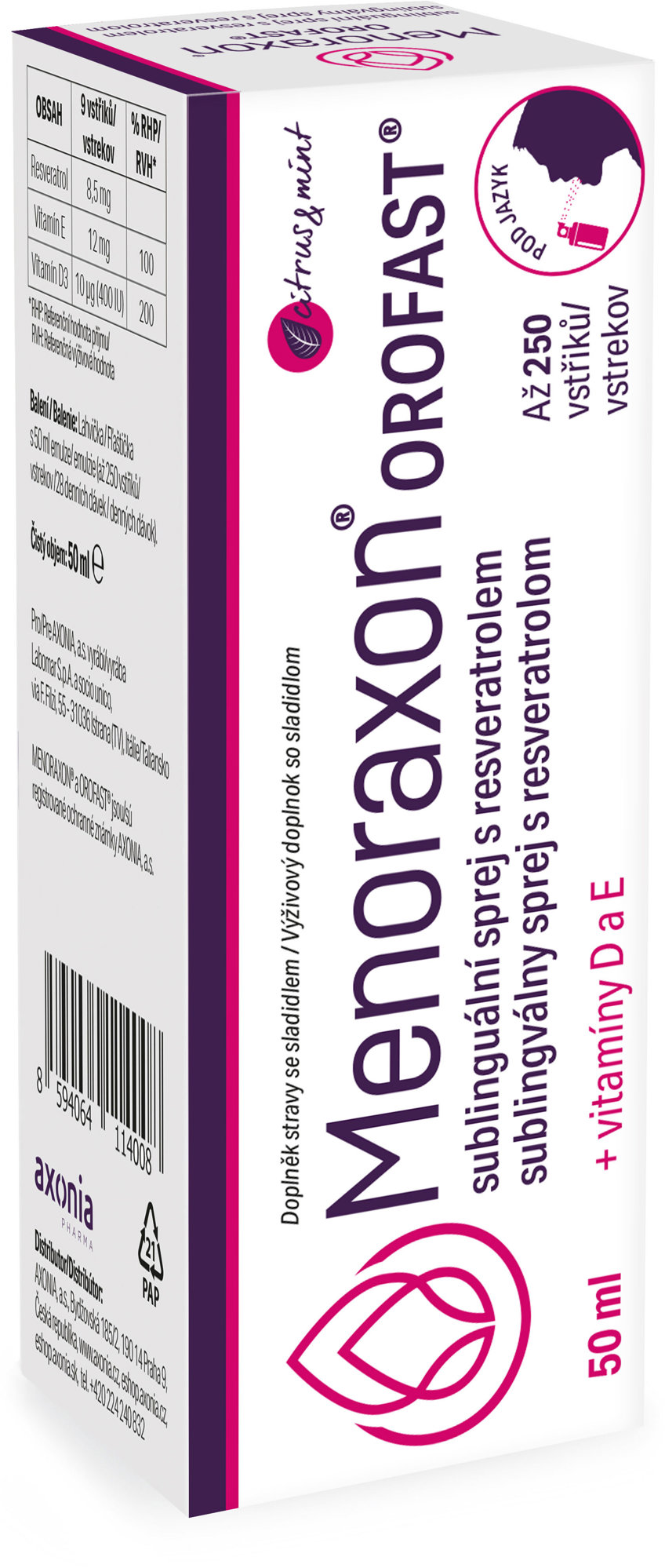 Menoraxón Orofast sublinguálny sprej s resveratrolom 50 ml