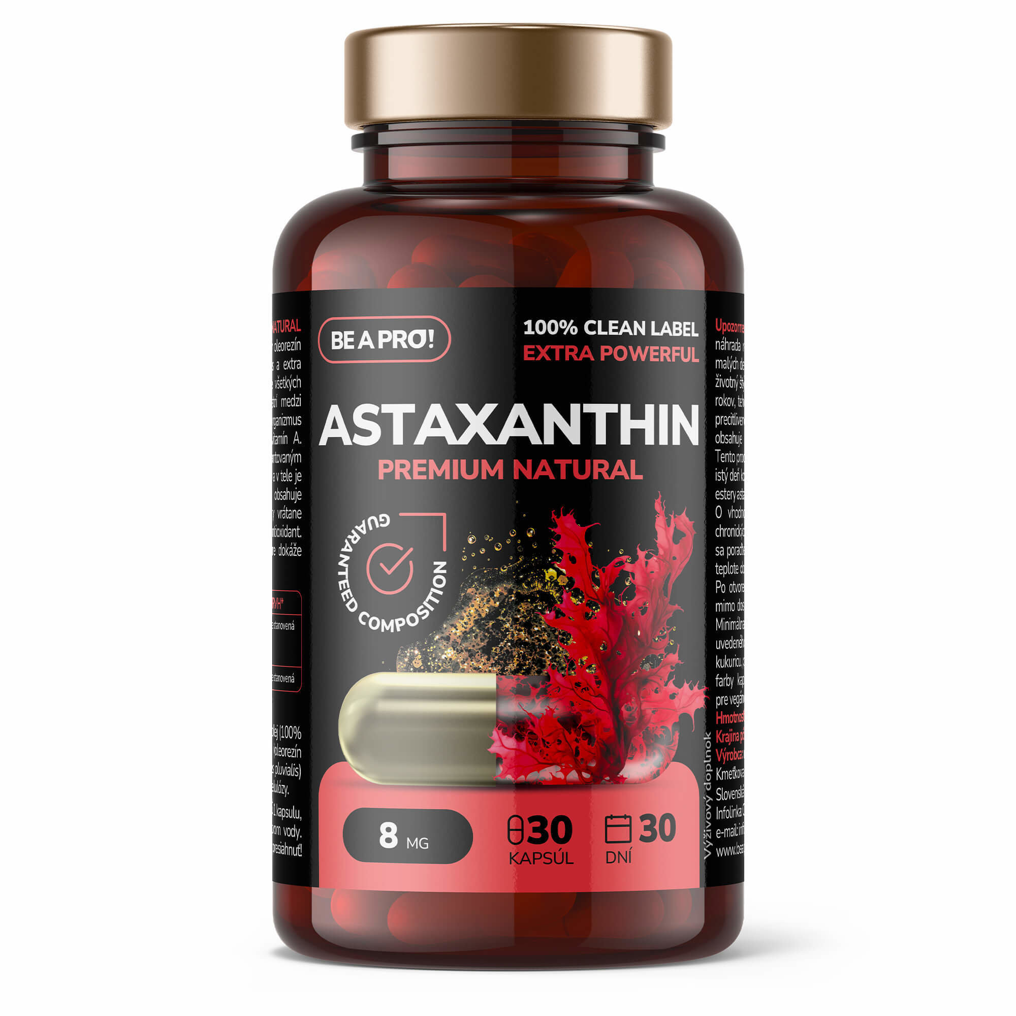 BE A PRO! Astaxantín Premium Natural, 30 kapsúl