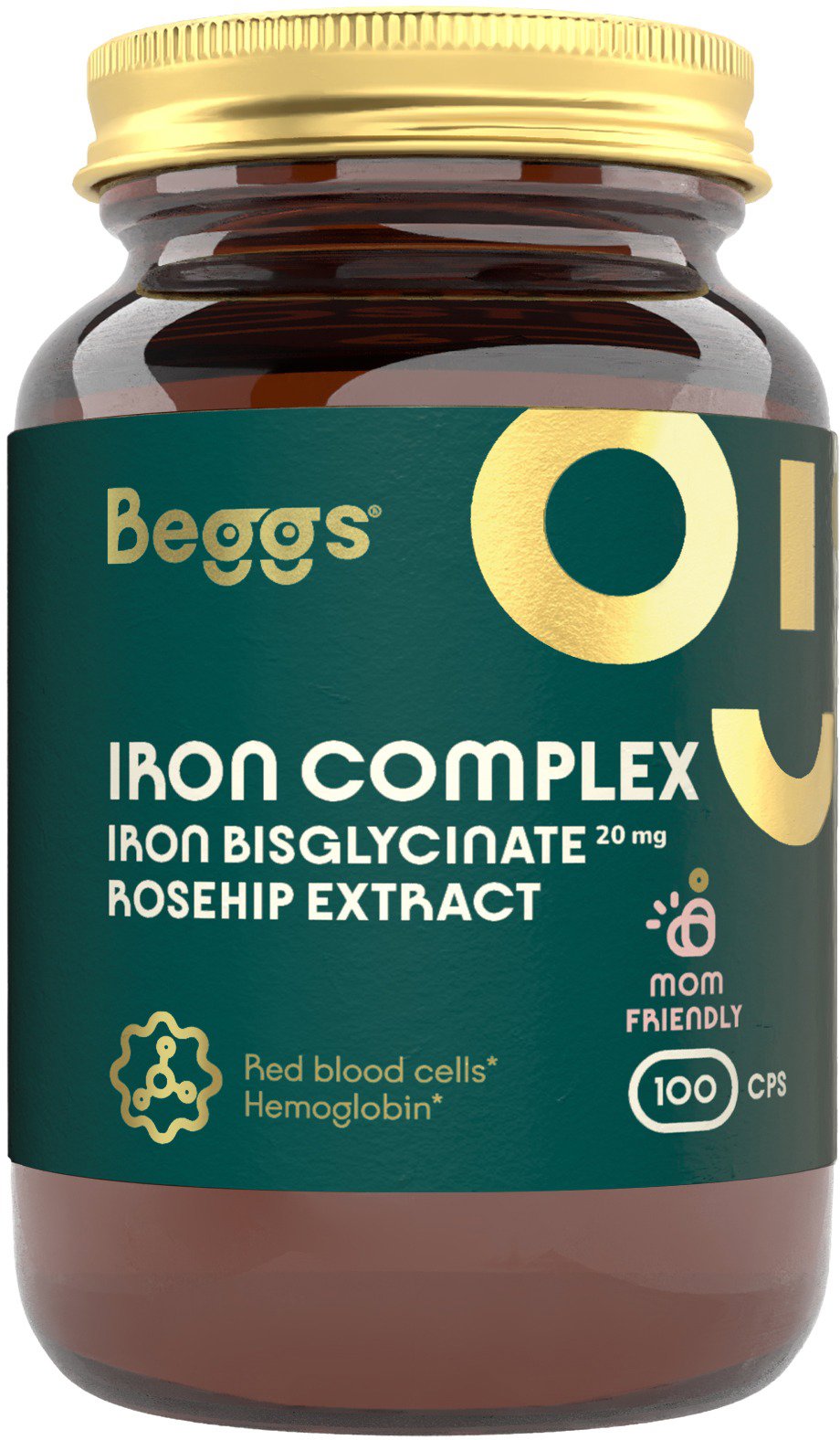 Beggs Iron bisglycinate 20 mg, rosehip extract, 100 kapsúl