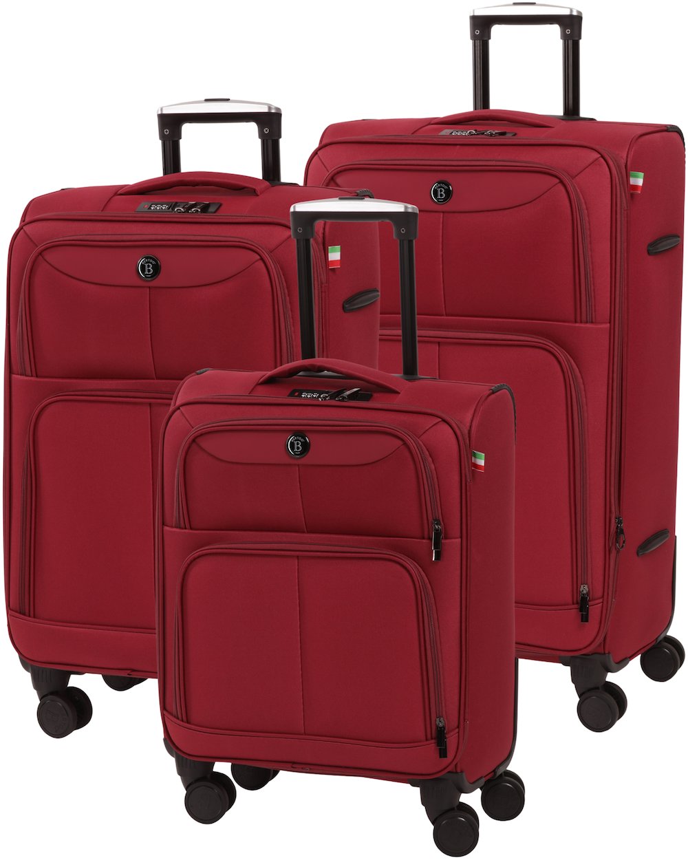 BERTOO Cestovný kufor Bolzano – červený set 3 v 1