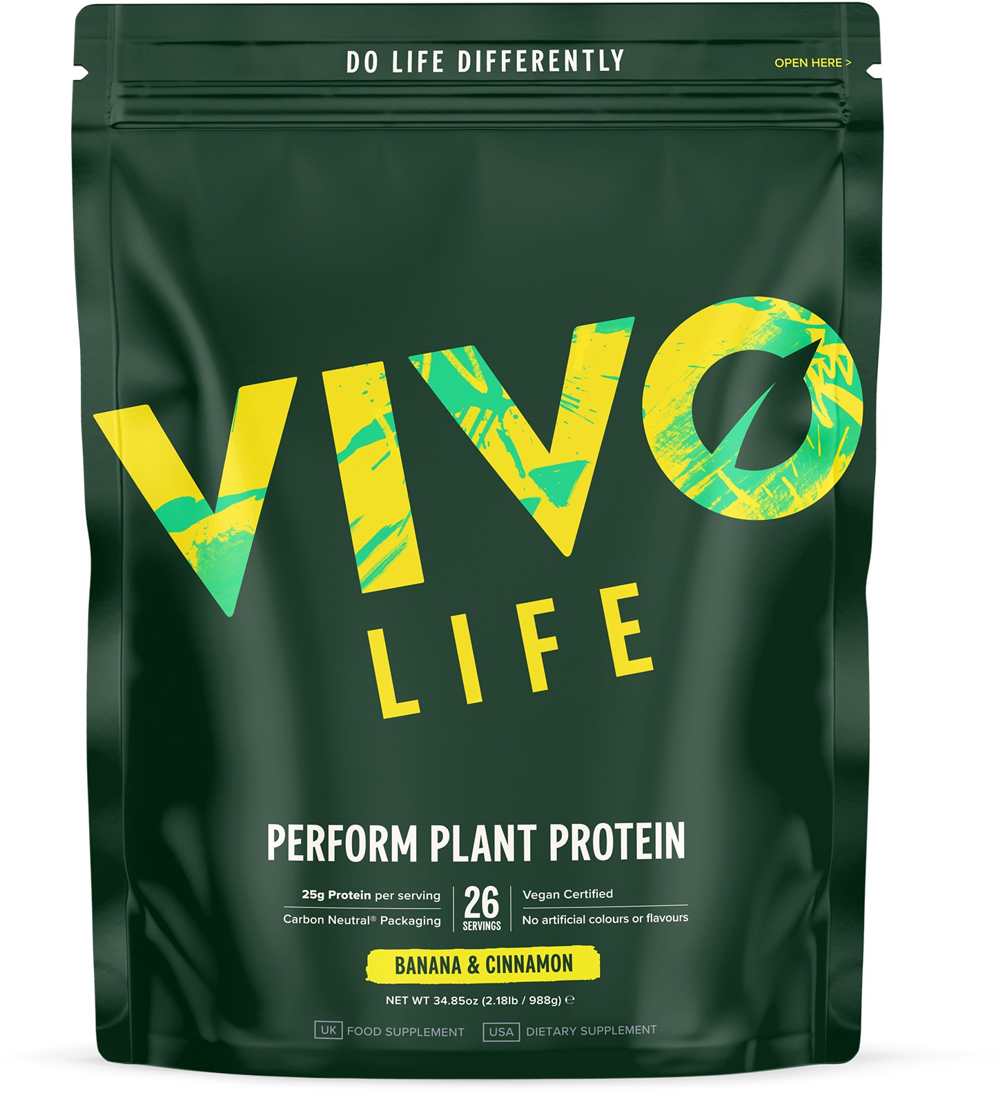 Vivo Life Perform Banán a škorica – RAW vegan proteín & BCAA (988 g)