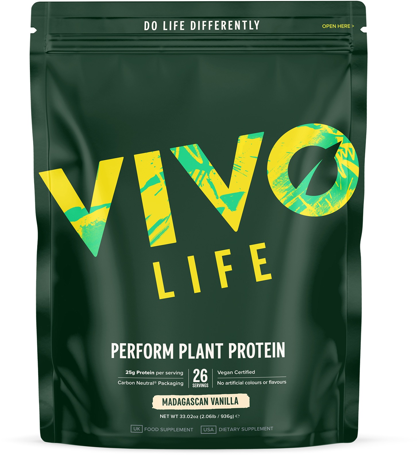 Vivo Life Perform Madagaskar vanilla – RAW vegán proteín & BCAA (936 g)