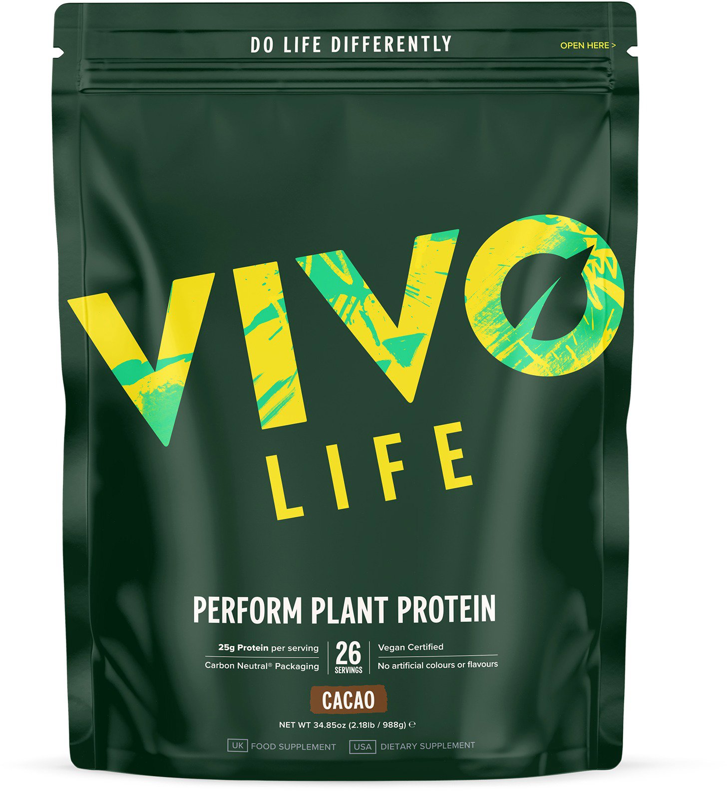 Vivo Life Perform RAW Kakao – RAW vegán proteín & BCAA (988 g)