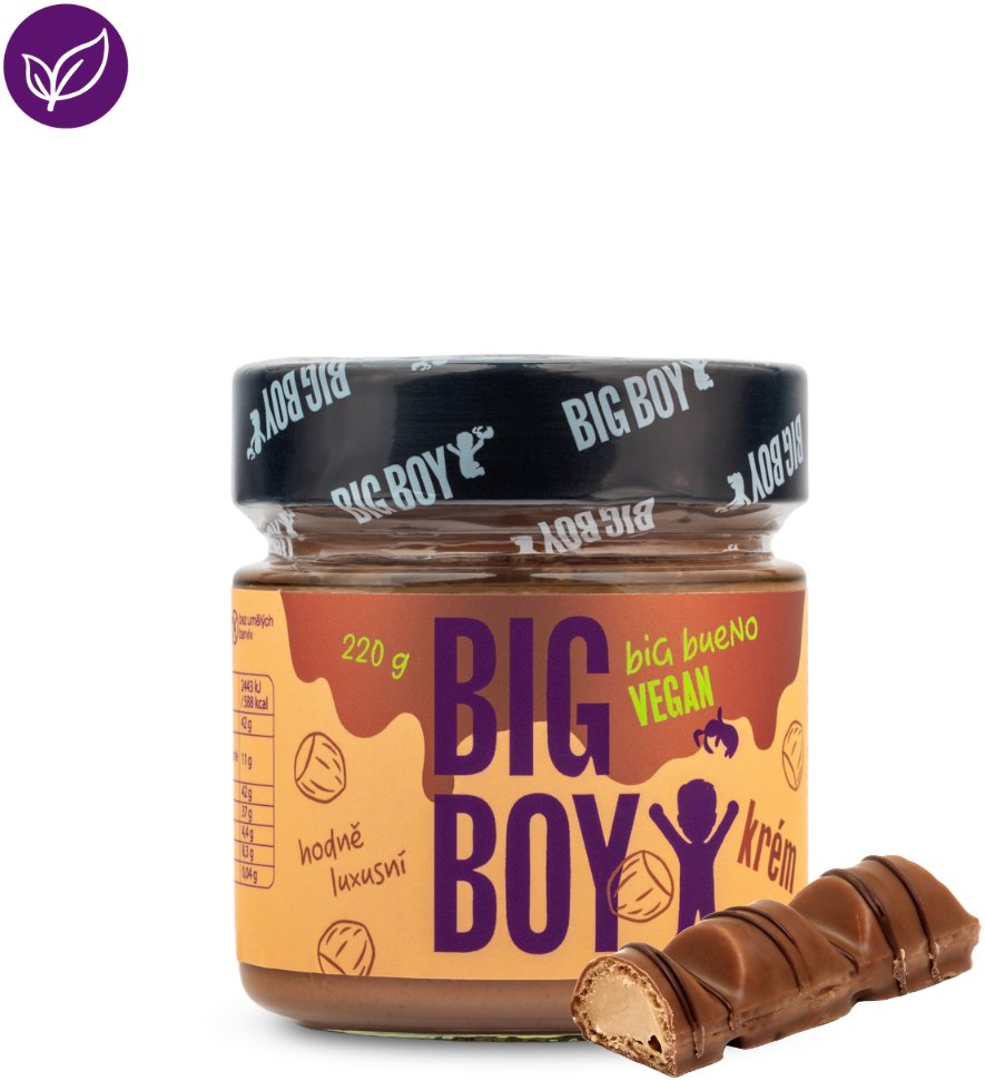 BIG BOY Big Bueno Vegan – Jemný lieskový krém s kokosovým mliekom a cukrom 220 g