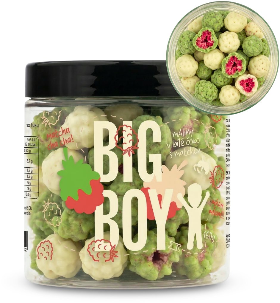 BIG BOY Maliny v matcha a bielej čokoláde 160 g