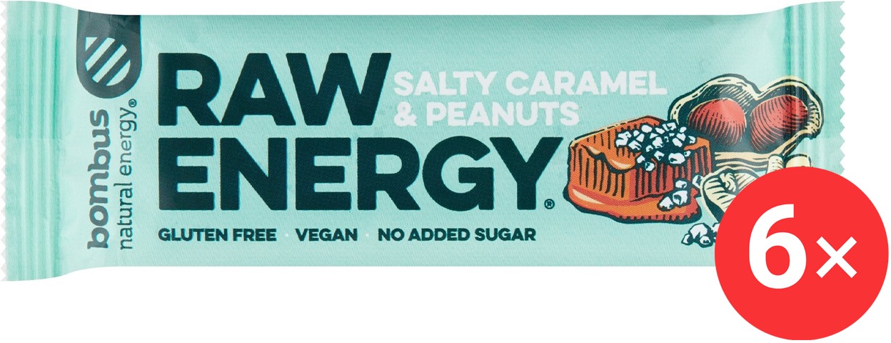Bombus Raw Energy Salty karamel & peanuts 6× 50 g