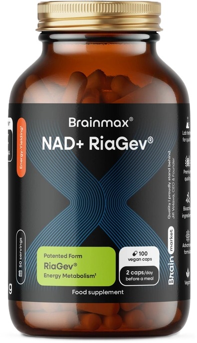 BrainMax NAD+ RiaGev®, 750 mg, 100 rostlinných kapslí