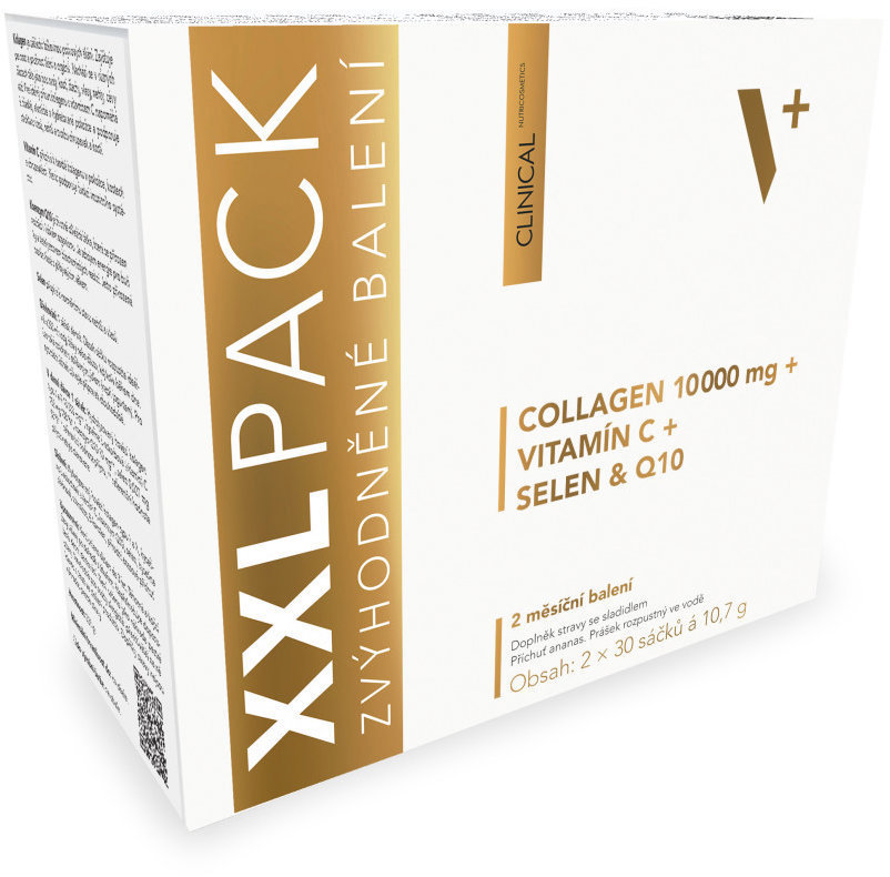 Clinical Collagen + Vitamín C + selén & Q10 XXL PACK 2 × 30 × 10,7 g ananás