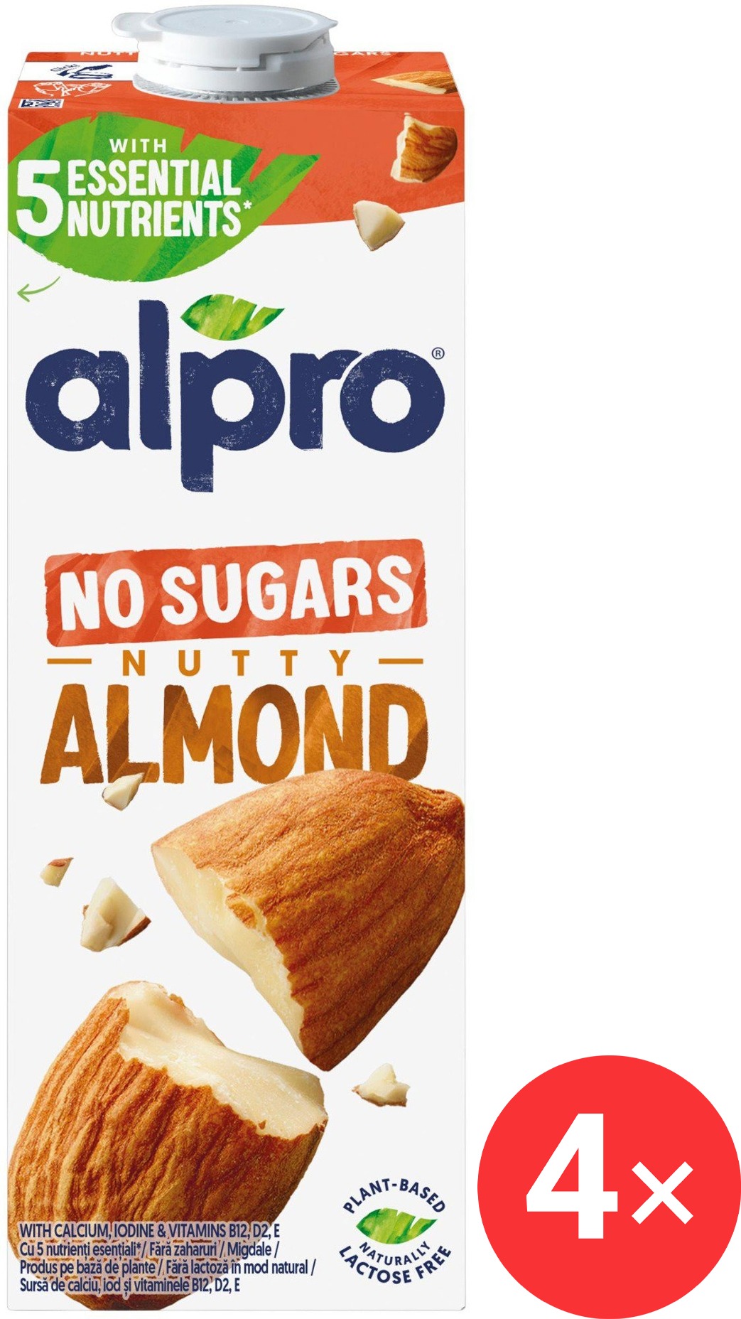 Alpro mandľový nápoj nesladený 4× 1 l