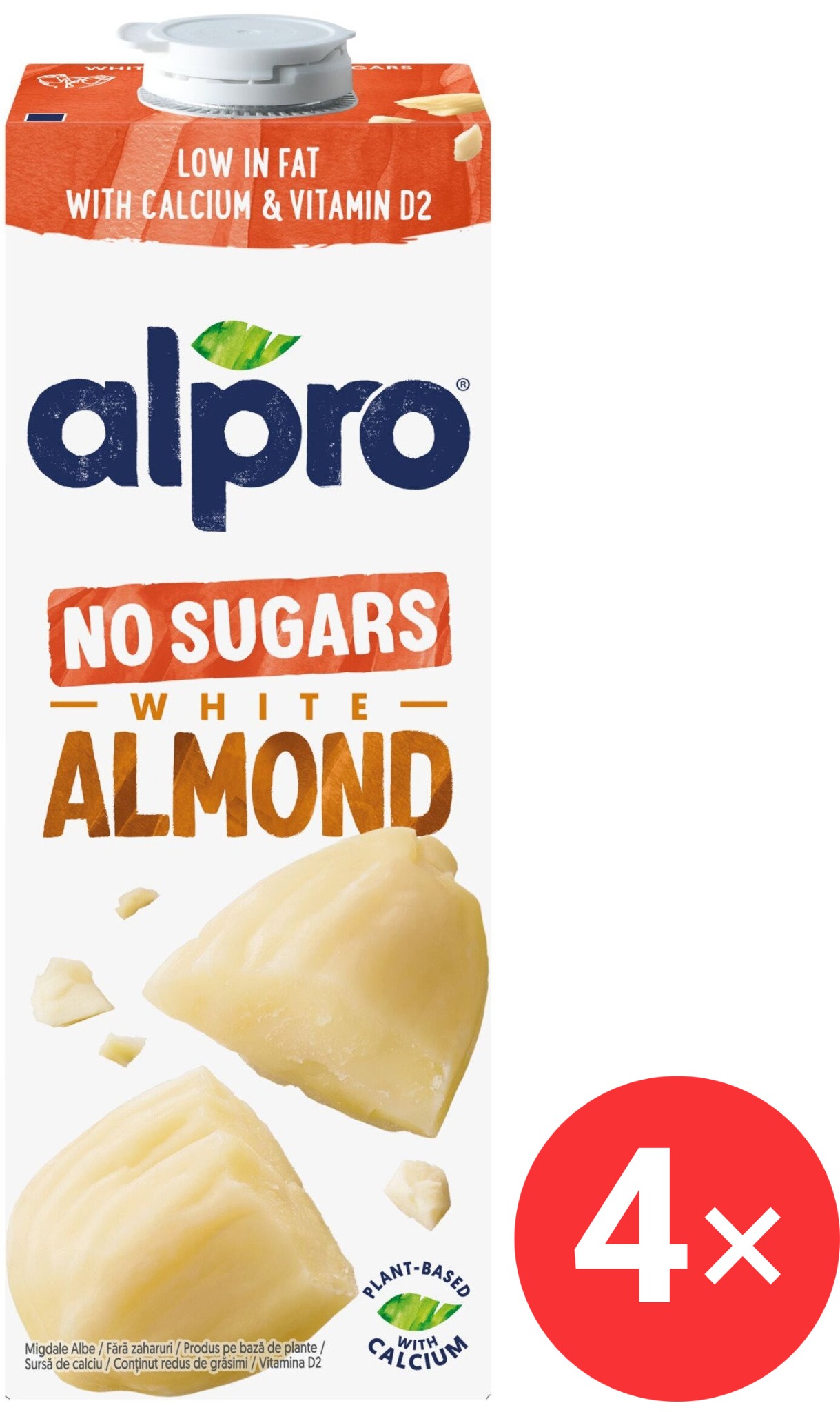 Alpro mandľový nápoj nesladený-nepražený 4× 1 l