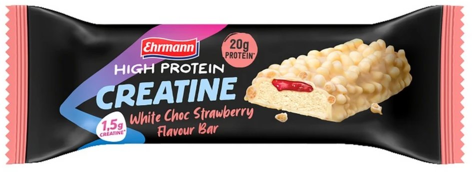 Ehrmann High Protein Creatine Bar White Choc Strawberry Flavour 60 g