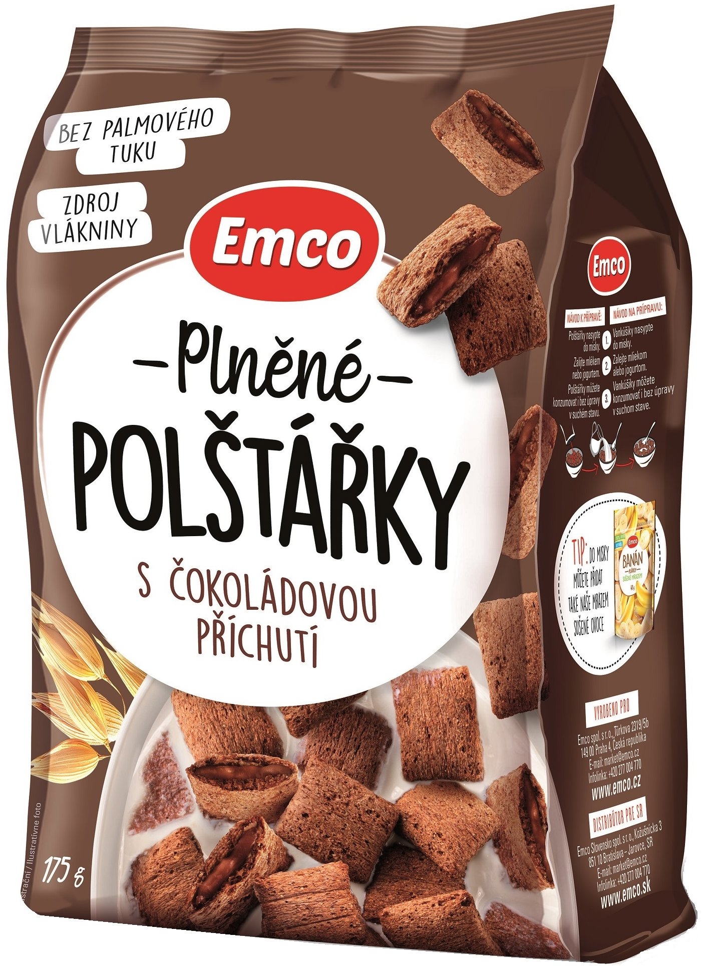 Emco – Plnené vankúšiky s čokoládovou príchuťou, 175 g