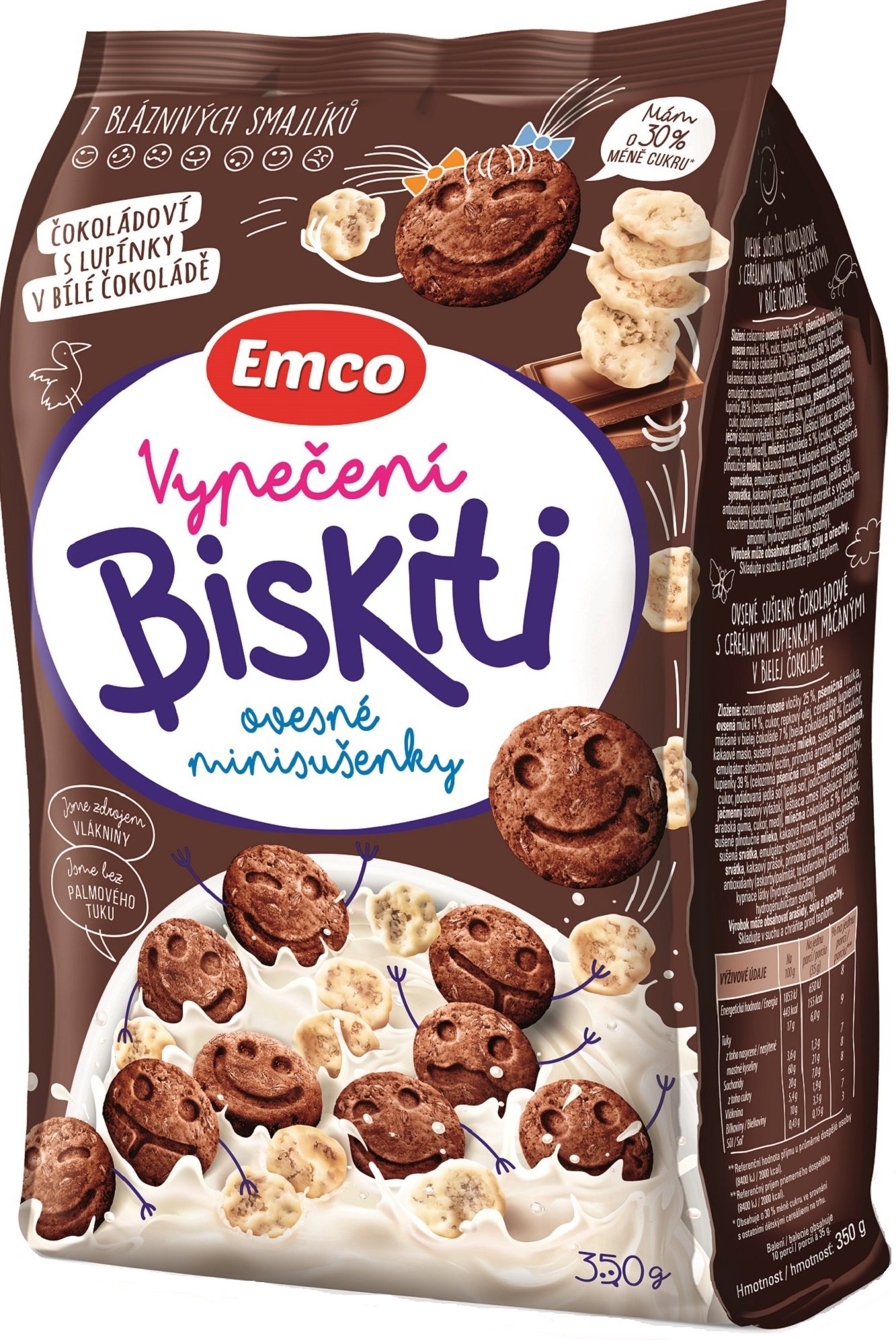 Emco Biskiti čokoládoví s lupienkami, 350 g