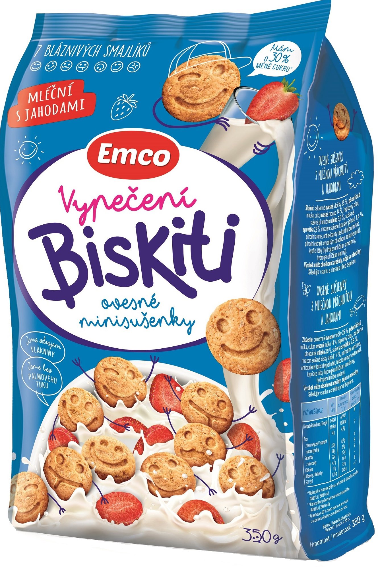 Emco Biskiti mliečne s jahodami, 350 g