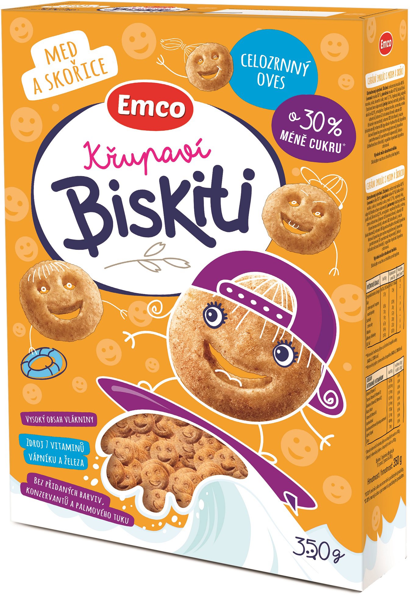 Emco, chrumkaví Biskiti, med a škorica, 350 g