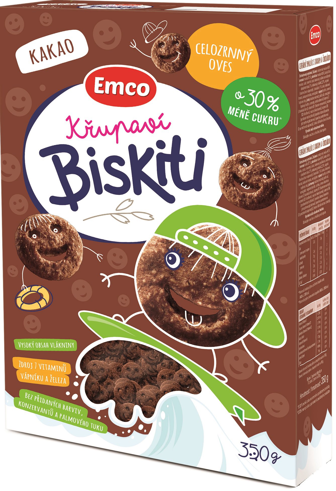 Emco chrumkaví Biskiti, kakao, 350 g