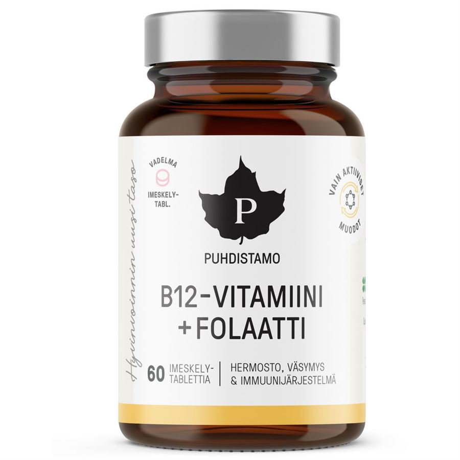 Puhdistamo Vitamín B12 Folate 60 pastiliek malina