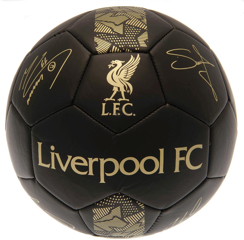 Ouky Liverpool FC, čierna, zlatý znak, podpisy, veľ. 5