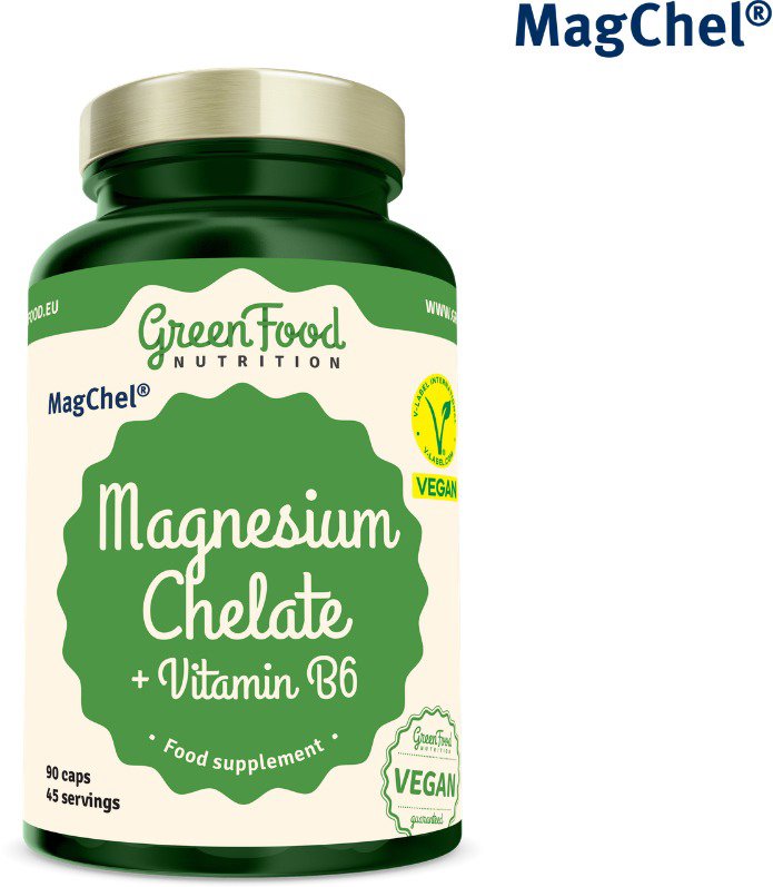 GreenFood Nutrition Magnesium Chelát + Vitamín B6 90 kapsúl