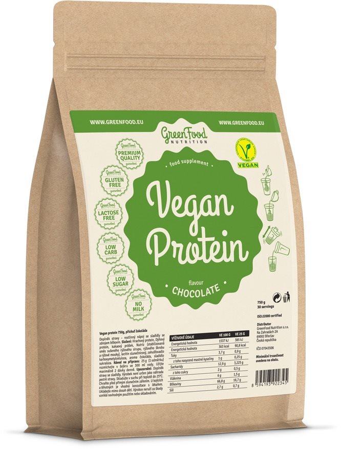 GreenFood Nutrition Vegan proteín príchuť čokoláda 500 g