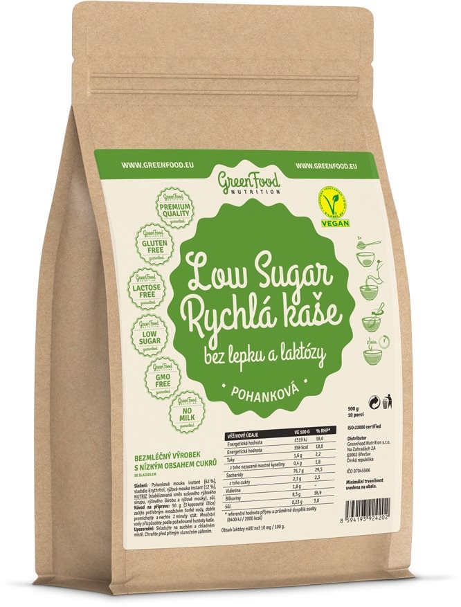 GreenFood Nutrition Low Carb Rýchla kaša pohánková, 500 g