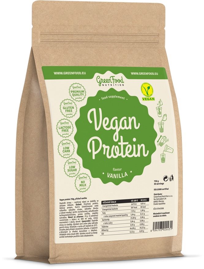 GreenFood Nutrition Vegan protein príchuť vanilka 750 g
