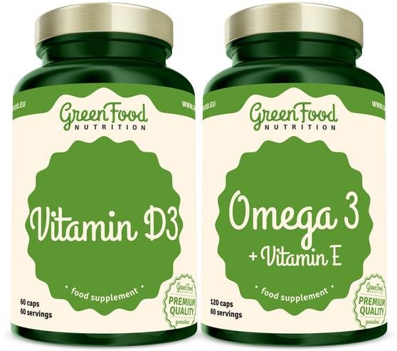 GreenFood Nutrition Omega 3 + Vitamín E 120 cps +Vitamín D3 60 cps.