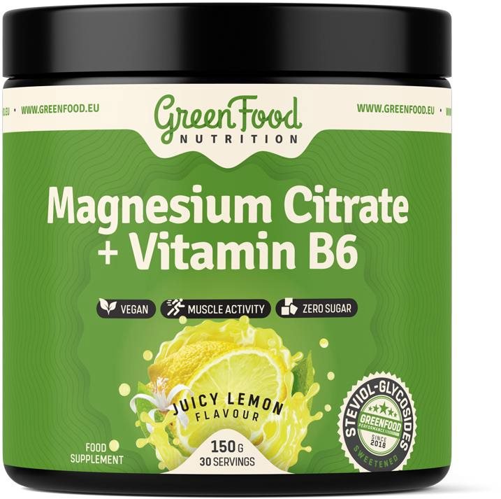 GreenFood Nutrition Magnesium Citrate + Vitamín B6 150 g, juicy lemon