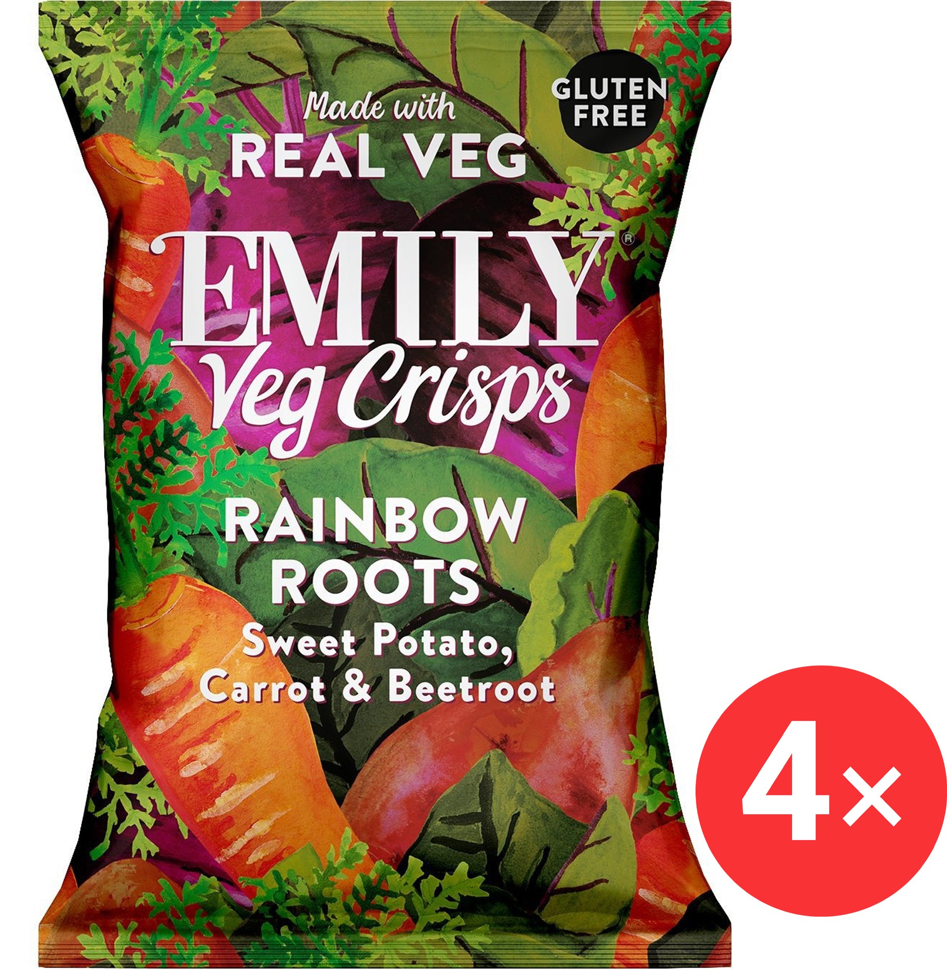 Emily Veg Crisps, Zeleninové chipsy 4× 30 g