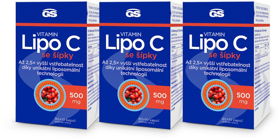 GS Vitamin Lipo C so šípkami 500 mg, 3× 100 kapsúl