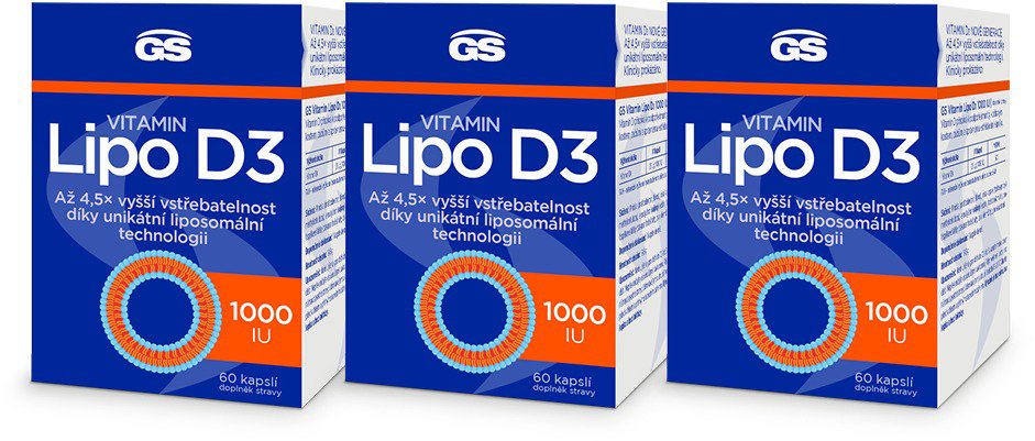 GS Vitamín Lipo D3, 1000 IU, 3×60 kapsúl