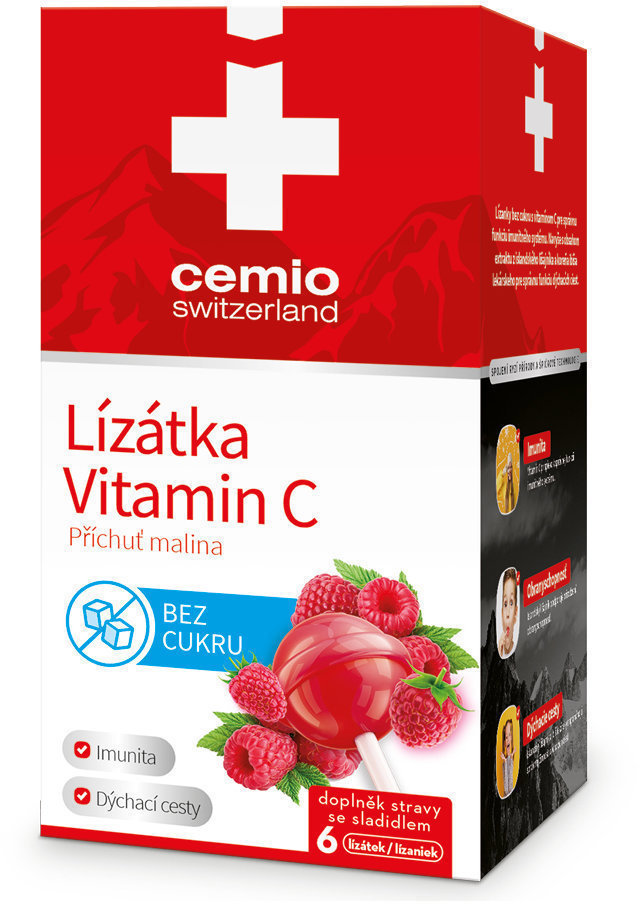 Cemio Lízanky Vitamín C malina 6 ks