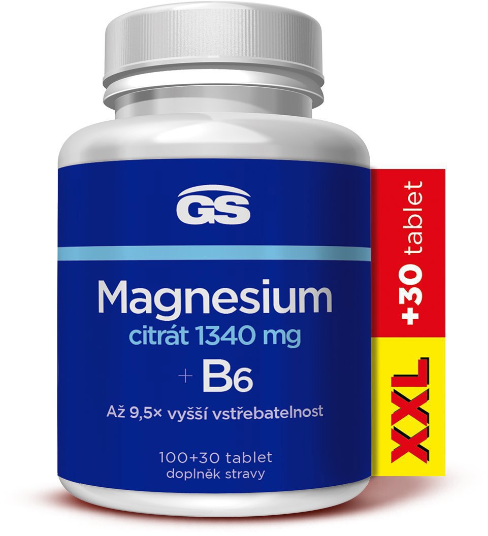 GS Magnesium citrát 1340 mg B6, 100 + 30 tabliet