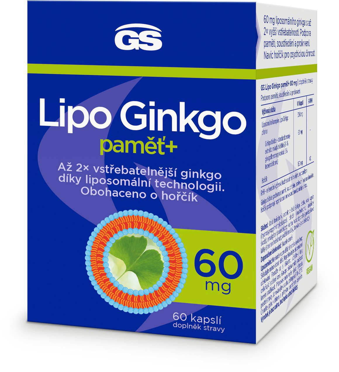 GS Lipo Ginkgo pamäť+ 60 mg, 60 kapsúl