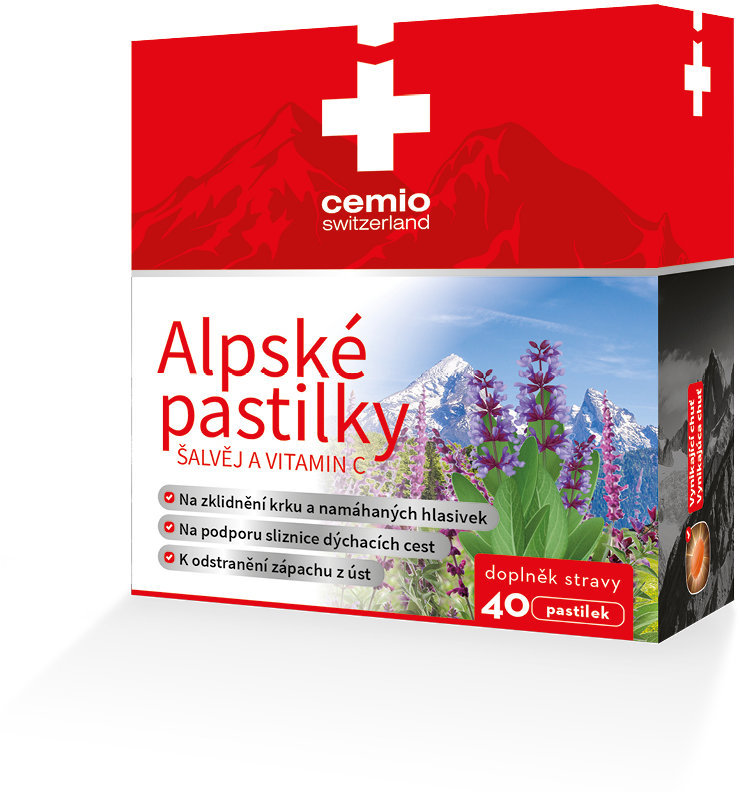 Cemio Alpské pastilky šalvia a vitamín C, 40 pastiliek