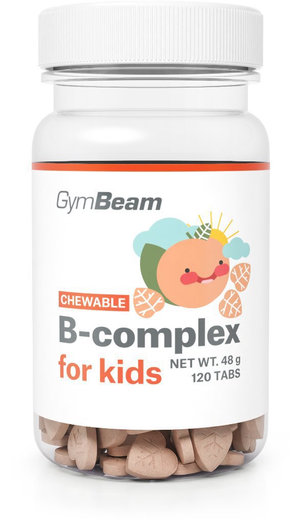 GymBeam B-komplex, tablety na cmúľanie pre deti marhuľa 120 tabliet