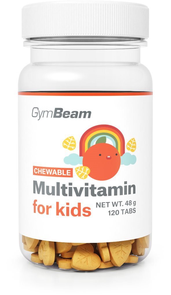 GymBeam Multivitamín, tablety na cmúľanie pre deti pomaranč 120 tabliet