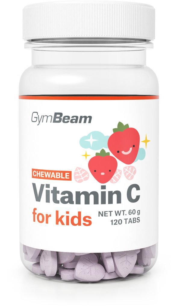 GymBeam Vitamín C, tablety na cmúľanie pre deti jahoda 120 tabliet