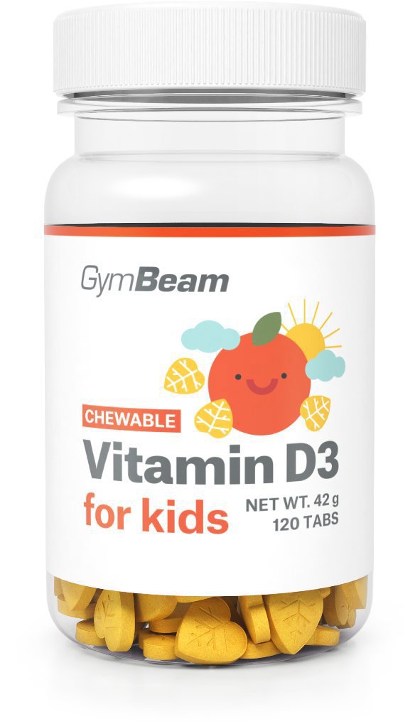 GymBeam Vitamín D3, tablety na cmúľanie pre deti pomaranč 120 tabliet