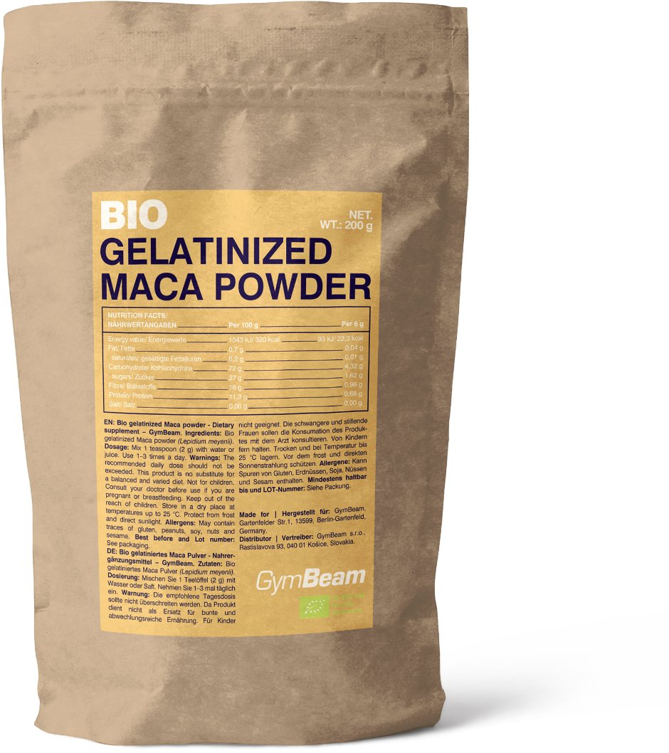GymBeam BIO Želatínový Maca prášok 200 g