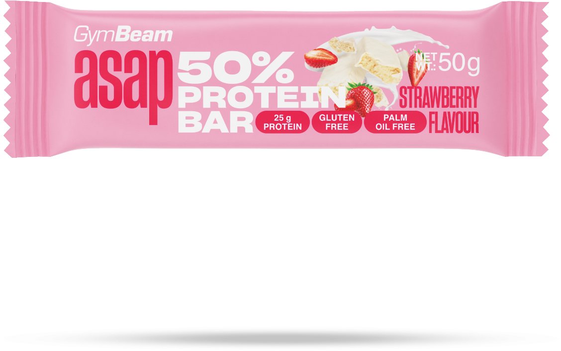 GymBeam ASAP 50 % Proteín Bar Jahoda 50 g